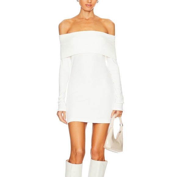 Enza Costa x Revolve off the shoulder sweater mini dress in winter white - Picture 1 of 8